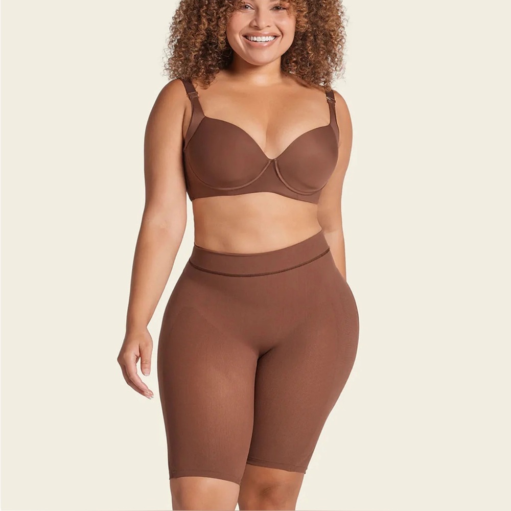 Neww/Tags! Leonisa Well-Rounded Invisible Butt Lifter Shaper Short, Brown,Large